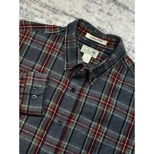 LL Bean Scotch Plaid Flannel Shirt Mens Large Button Down Slightly Fitted 298167